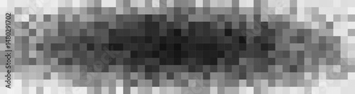 Censorship glitch blur block stripe. Wide horizontal pixelated band mimics restricted data zone, media blackout or digital privacy filter. Modern tech distortion look. Vector illustration.
