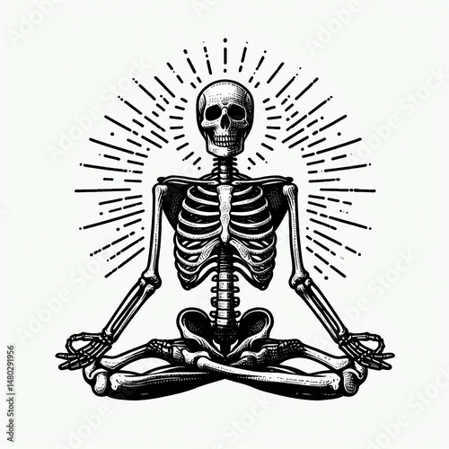Meditating Skeleton Enlightenment Reached in Death