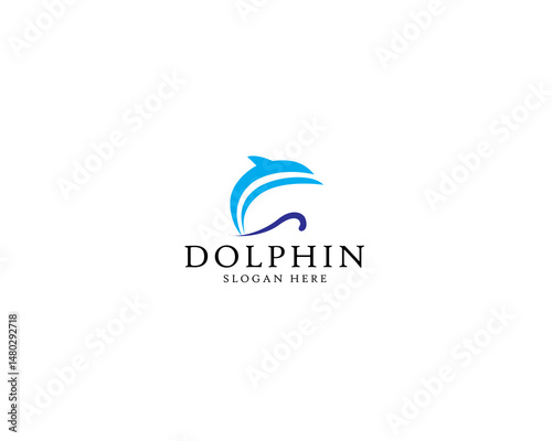 Free Download Abstract Dolphin logo. Dolphins jump on the waves of the sea - GFXLoad
