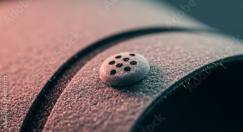 Close-up of a Textured Surface with a Button Featuring a Circular Pattern Design