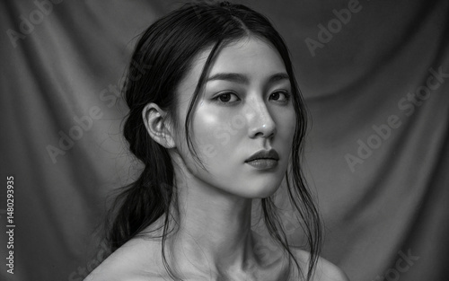 Portrait Of A Beautiful Young Woman With Dark Hair