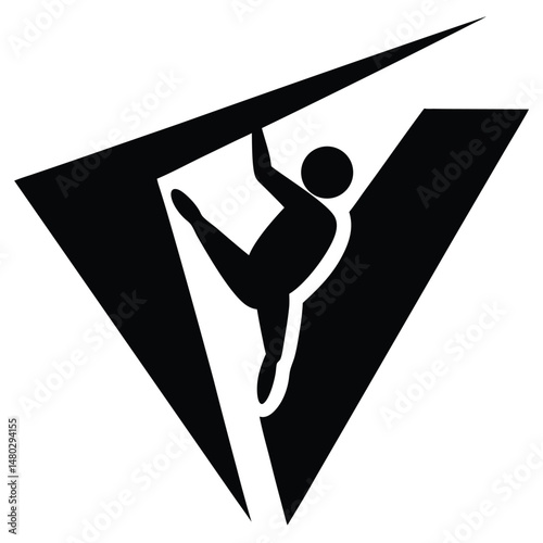 Dynamic Climber Silhouette Rock Climbing Icon Design