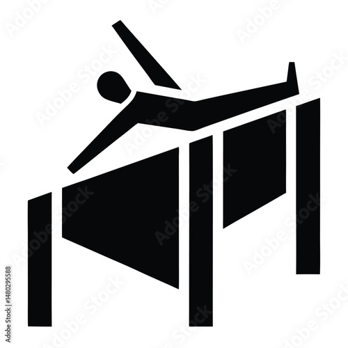 Silhouette of a Person Performing a Calisthenics Exercise on Parallel Bars