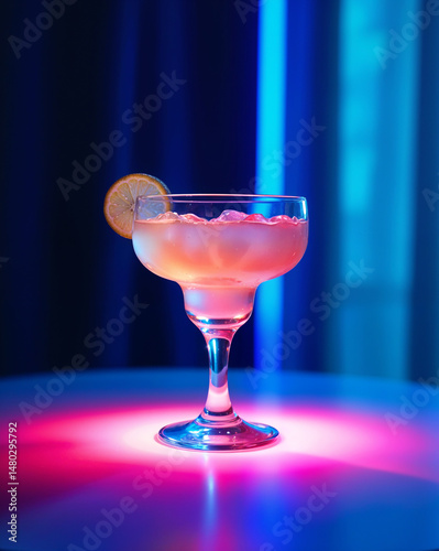 Icy Margarita with Lime Wheel on Glass Rim, Party and Celebration Drink