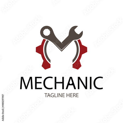 letter m logo design mechanic
