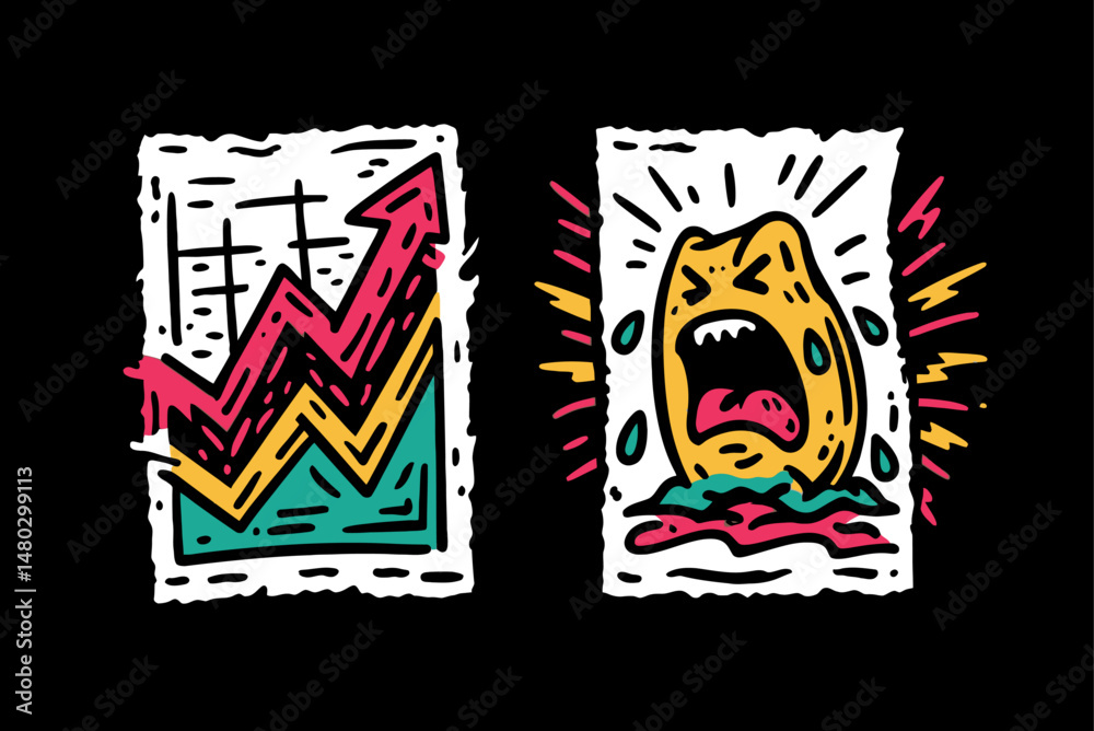 Vibrant Illustrated Graphics of Growth and Emotion with Bold Colors Vibrant Illustrated Graphics of Growth and Emotion with Bold Colors