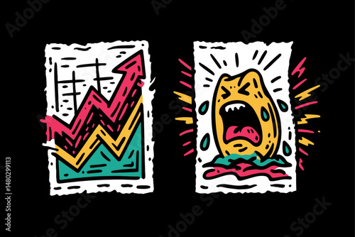 Vibrant Illustrated Graphics of Growth and Emotion with Bold Colors