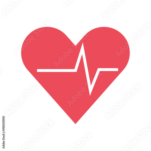 Minimalist Vector Illustration of a Heart with ECG Line: Simple Graphic Design Representing Healthcare, Cardiology, and Heart Health, Ideal for Medical