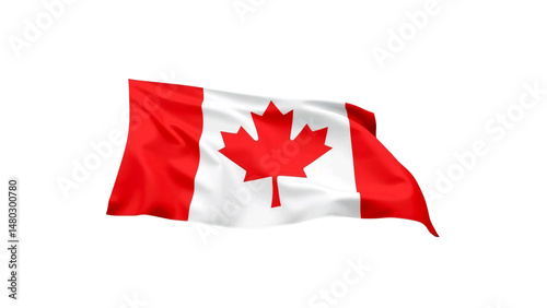 canadian national flag waving in wind Isolated on transparent background