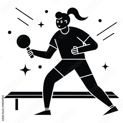 Dynamic Table Tennis Player Illustration Action, Sport, Competition