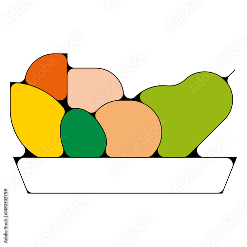 corbeille fruit ustensiles cuisine pictogramme icone symbole