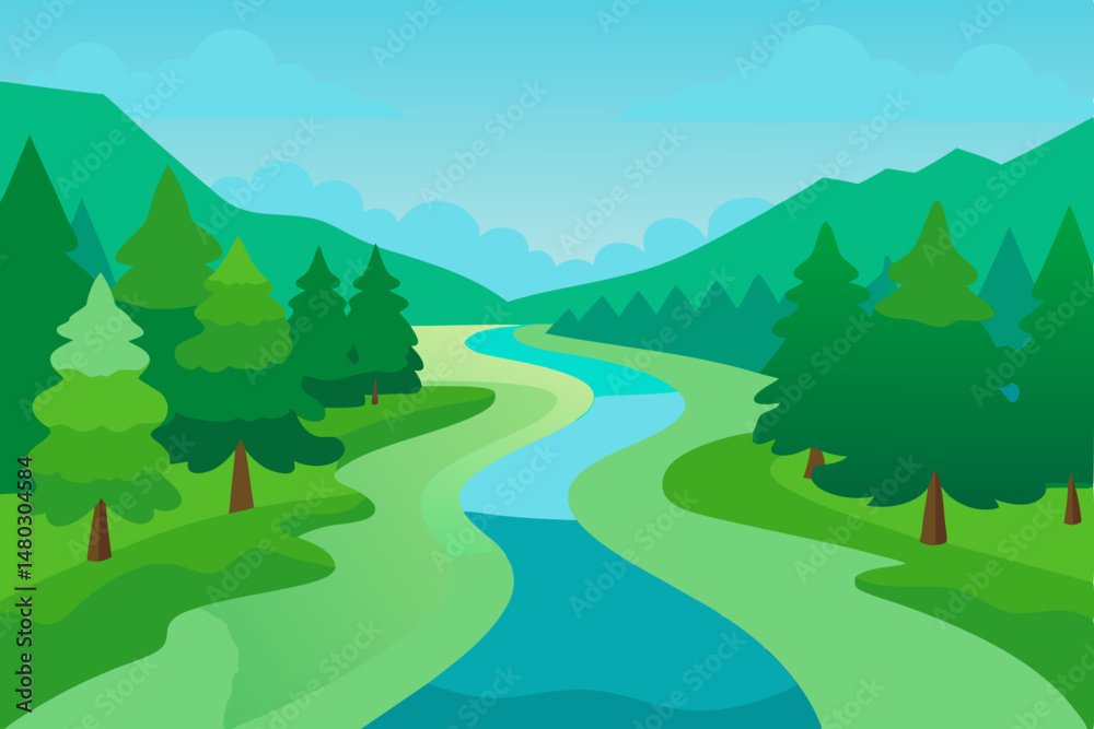 Fototapeta premium mountain landscape with river