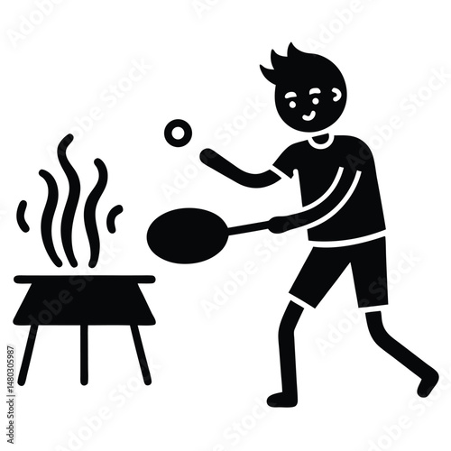 Summer Fun  Grilling and Table Tennis Illustration
