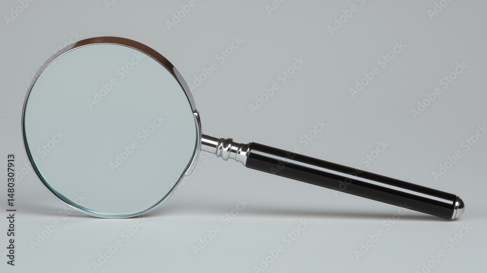 Fototapeta premium Magnifying glass on neutral background, a study in focus and precision