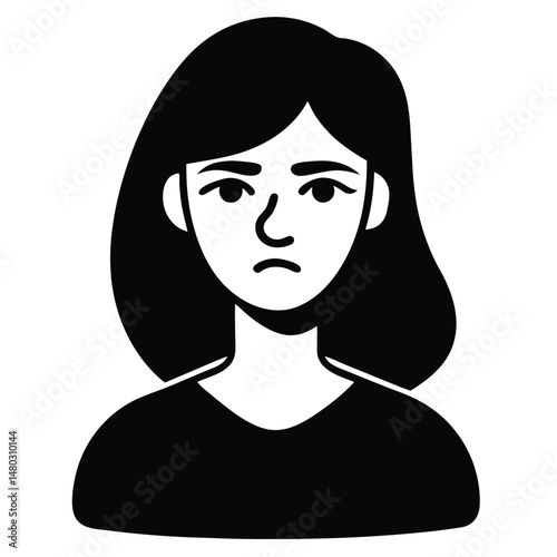 Sad Woman Icon Illustration of a Female Showing Sorrow and Depression