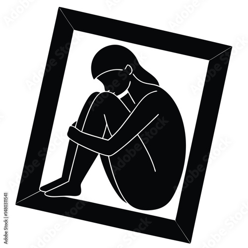 Trapped Emotions A Silhouette of Depression and Isolation