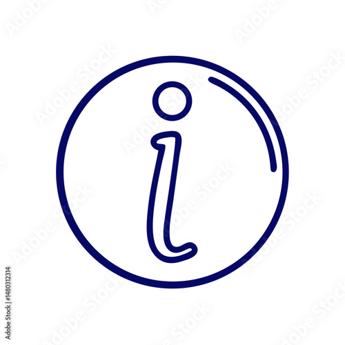 Minimalist info symbol icon in circle for mobile UI, website help widgets, digital support systems and FAQ design

