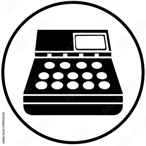 Cash register icon for retail apps, point-of-sale dashboards, ecommerce visuals and business accounting presentations

