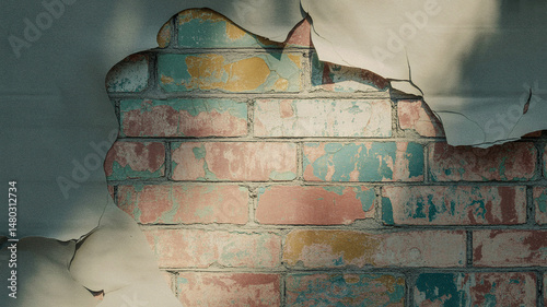 Flake previous paint revealing an abstract weathered texture 