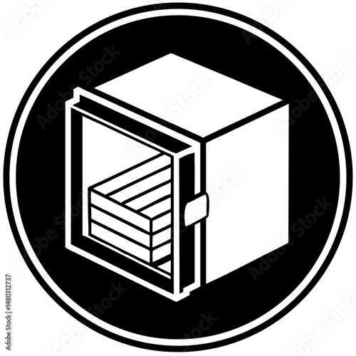 Open money safe icon for finance blogs, banking presentations, fintech designs, cybersecurity awareness and digital asset visuals

