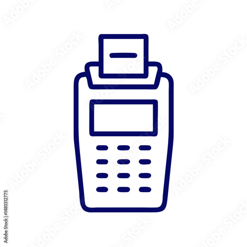 Line POS terminal icon for fintech apps, mobile payment designs, retail checkout interfaces and digital finance content


