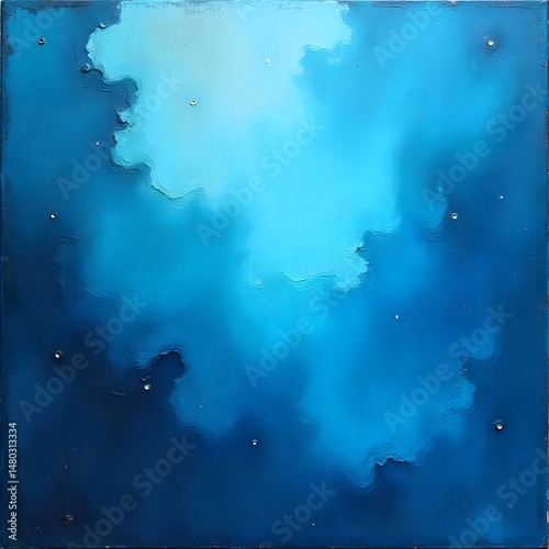 Blue Watercolor Wash: Abstract Fluid Texture, blue sky background with clouds