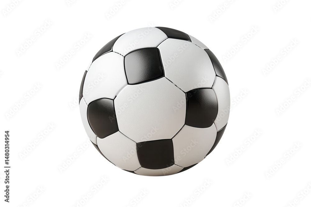Fototapeta premium Classic Soccer Ball Black White Isolated on Black Background Sport on transparent background