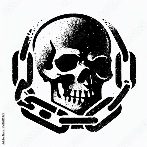 Skull in Chains Symbol of Death and Captivity