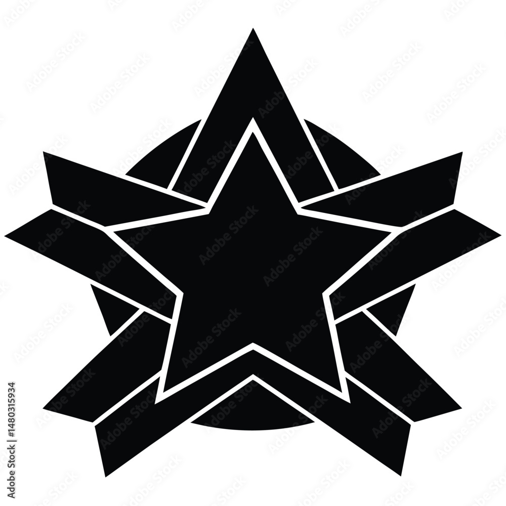 Fototapeta premium Abstract Black Starburst Design Geometric Star Icon, Vector Graphic