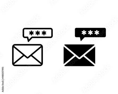 Otp icon. Otp sms password outlined and solid icon vector. Mobile message icon pack in flat and thin linear vectors