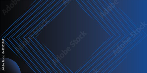Blue and black vector abstract 3D futuristic modern neon banner with outline