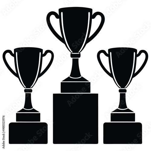 Gold trophy cup with shiny design representing victory and achievement