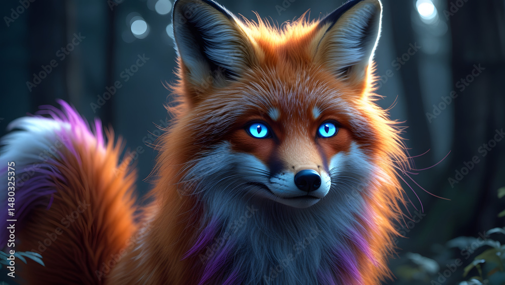 Obraz premium Mysterious Blue-Eyed Fox