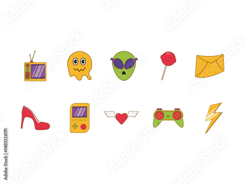 90s Retro Sticker Illustration