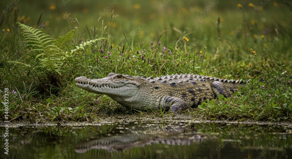 Fototapeta premium Crocodile by the Water - Photo