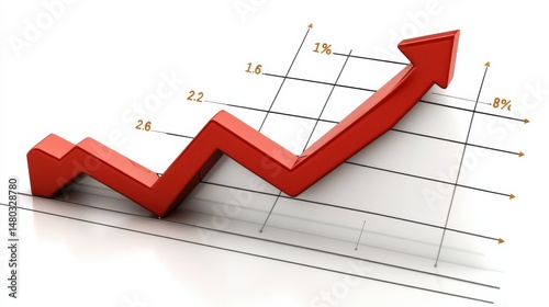 Red Arrow Graph Representing Growth and Progress in Business Metrics