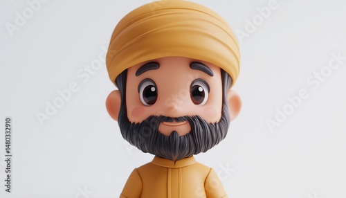 3d man wearing turban, 3d bearded man wearing turban, 3d bearded muslim man wearing robe and turban
