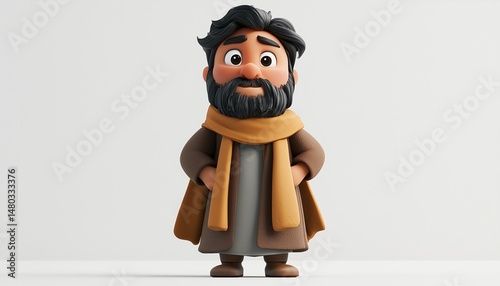 3d man wearing turban, 3d bearded man wearing turban, 3d bearded muslim man wearing robe and turban