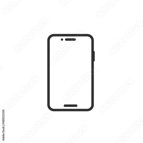 Minimalist smartphone outline on white background  