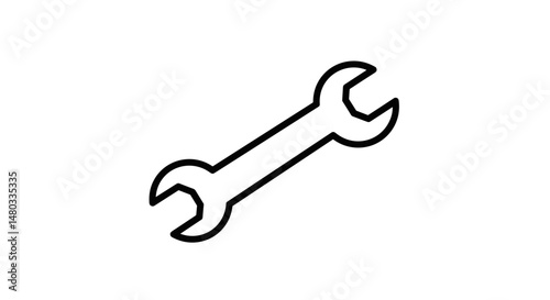 Wrench tool outline illustration on white background  