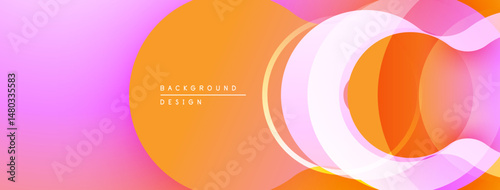 Abstract design features overlapping orange curves. Pink, peach gradients create smooth visual flow. Modern background element.