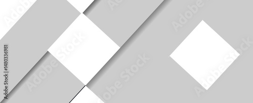 Randomly shifted white and gray cube boxes blocks background wallpaper banner with copy space. vector