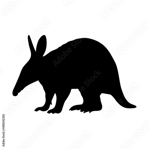 Vector aardvark silhouette illustration for african wildlife and animal graphic design projects