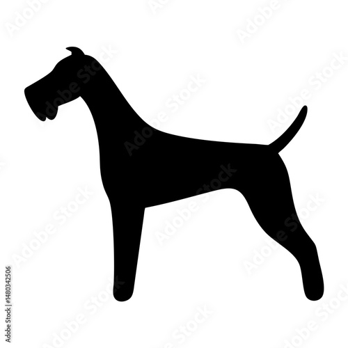Black silhouette of airdale terrier dog breed vector illustration for pet lovers and dog owners