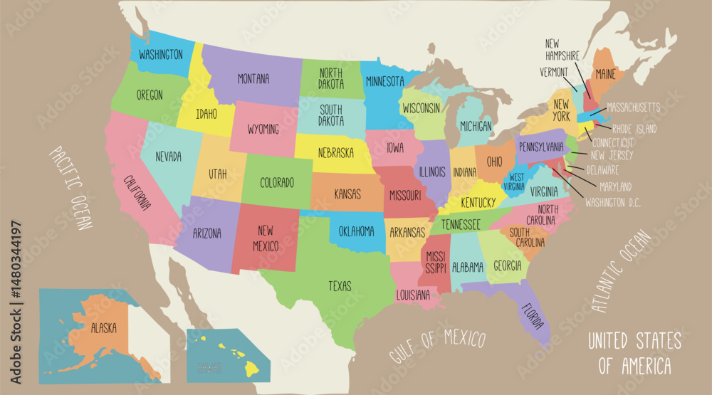 Fototapeta beautifully designed and insightful map of the U.S