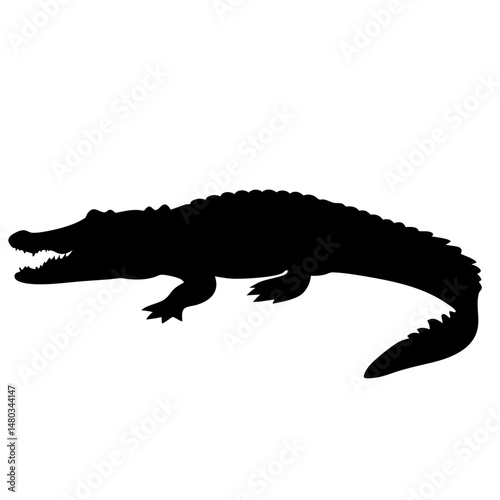 Alligator silhouette vector image for wildlife enthusiasts and graphic designers seeking reptile art