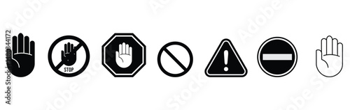 Refuse or reject icon set. stop icon vector.