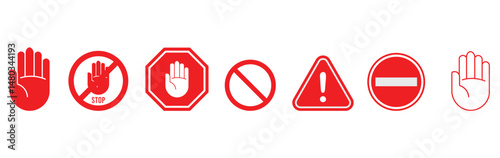 Refuse or reject icon set. stop icon vector.