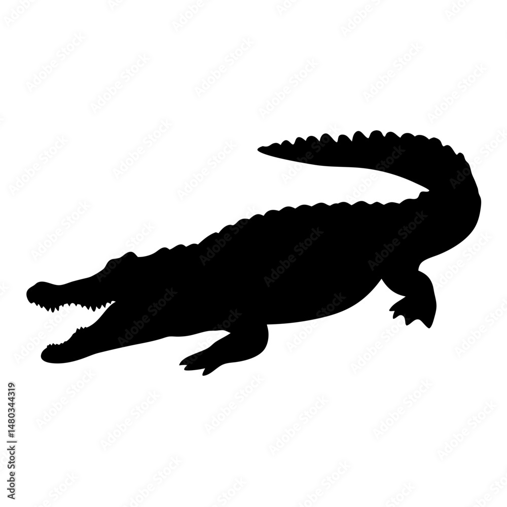 Naklejka premium Download black silhouette alligator vector image for free printable and editable design needs