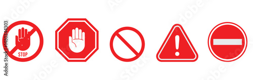 Refuse or reject icon set. stop icon vector.